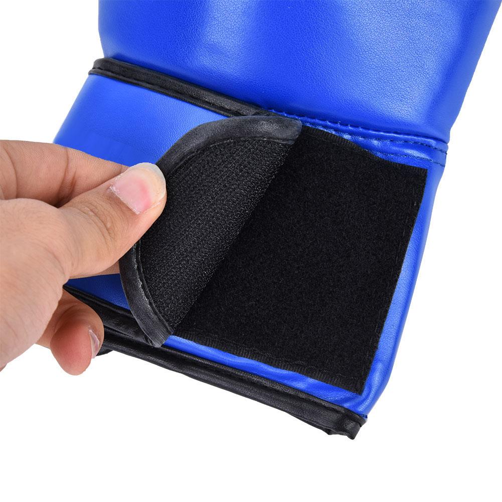 1 Pair PU Leather Boxing Gloves Sanda Punching Sparring Sandbag Training Mitts (Blue)