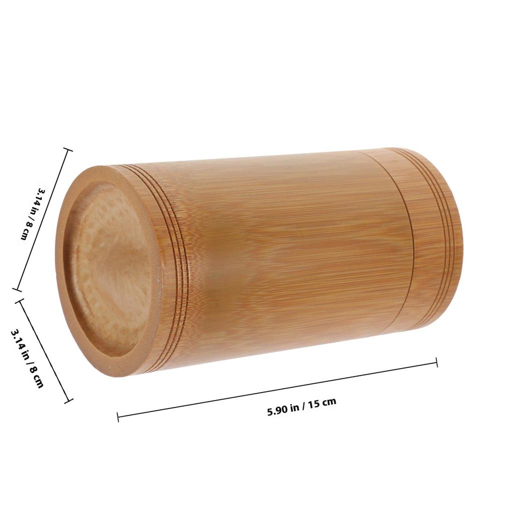 Bamboo Tea Canister M Size Portable Airtight Storage Tank for Loose Tea Coffee Beans Dry Food Kitchen Organization Seal Box