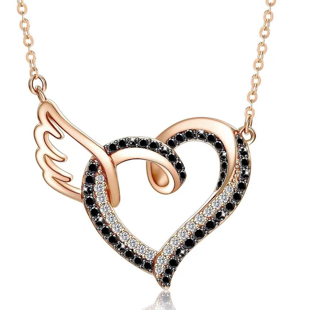 Spring New Heart Necklace for Women Wings Pendant Collarbone Chain