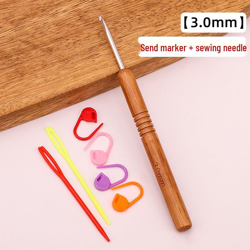 Set croșete din lemn rotunde pentru proiecte cu fir: Pulover, Păpușă, Papuci de casă și Pachet Material Tricotat