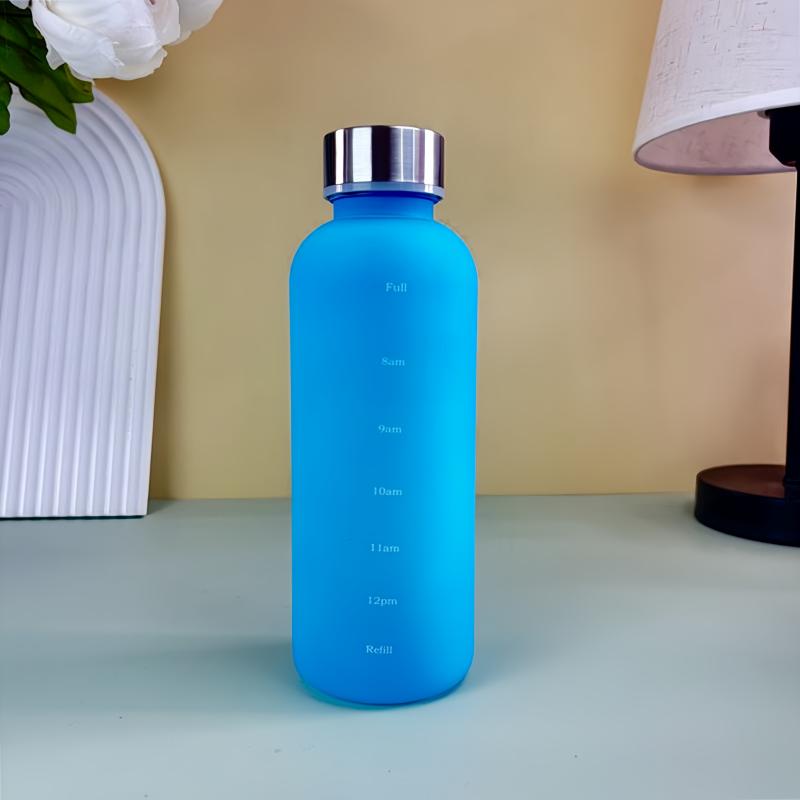 

550ml Bottle With Time Marker Motivational Reusable Fitness Sports Outdoors Travel Leakproof BPA Free Frosted Plastic 550ml синій