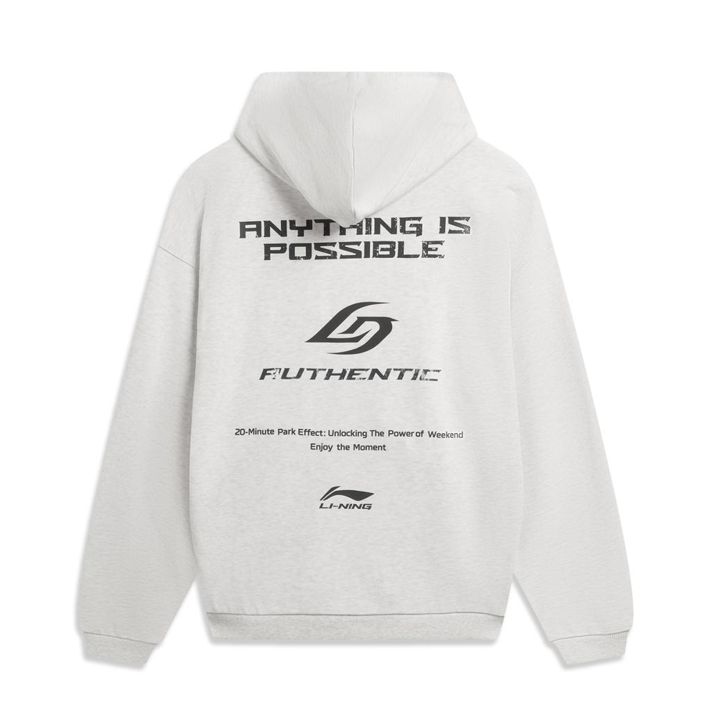 Li Ning Sports Lifestyle Series Huvtröja med dragkedja och tryck av bokstäver på ryggen Unisex-huvtröjor AWDW349-4