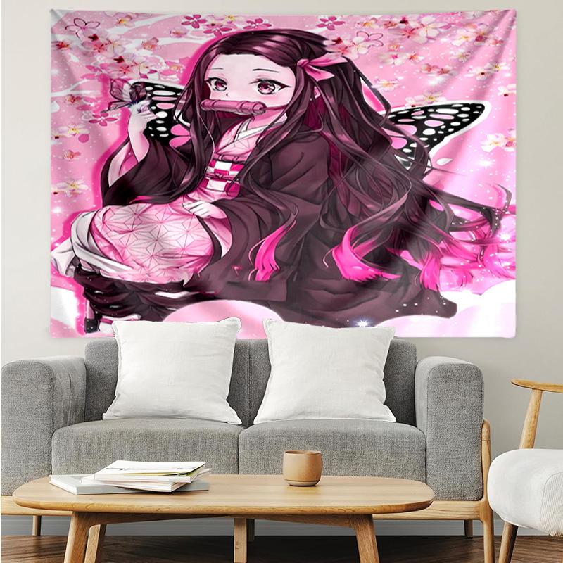 Demon Slayer Nezuko2 Tapestry for Bedroom Aesthetic Classroom Tapestries Wall Hanging for Living Room Dorm Office,Ideal Creative Gift