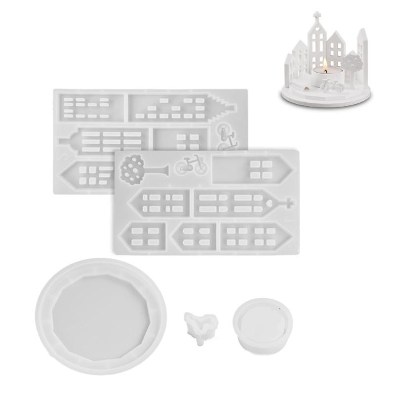 Moule en silicone en résine pour maison et bougeoirs - Fournitures d'artisanat multifonctions pour projets d'artisanat et de décoration