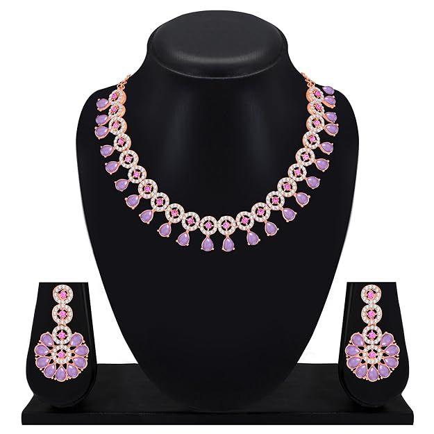 

Женское колье с бриллиантами Atasi International Kundan и American Diamond с серьгами