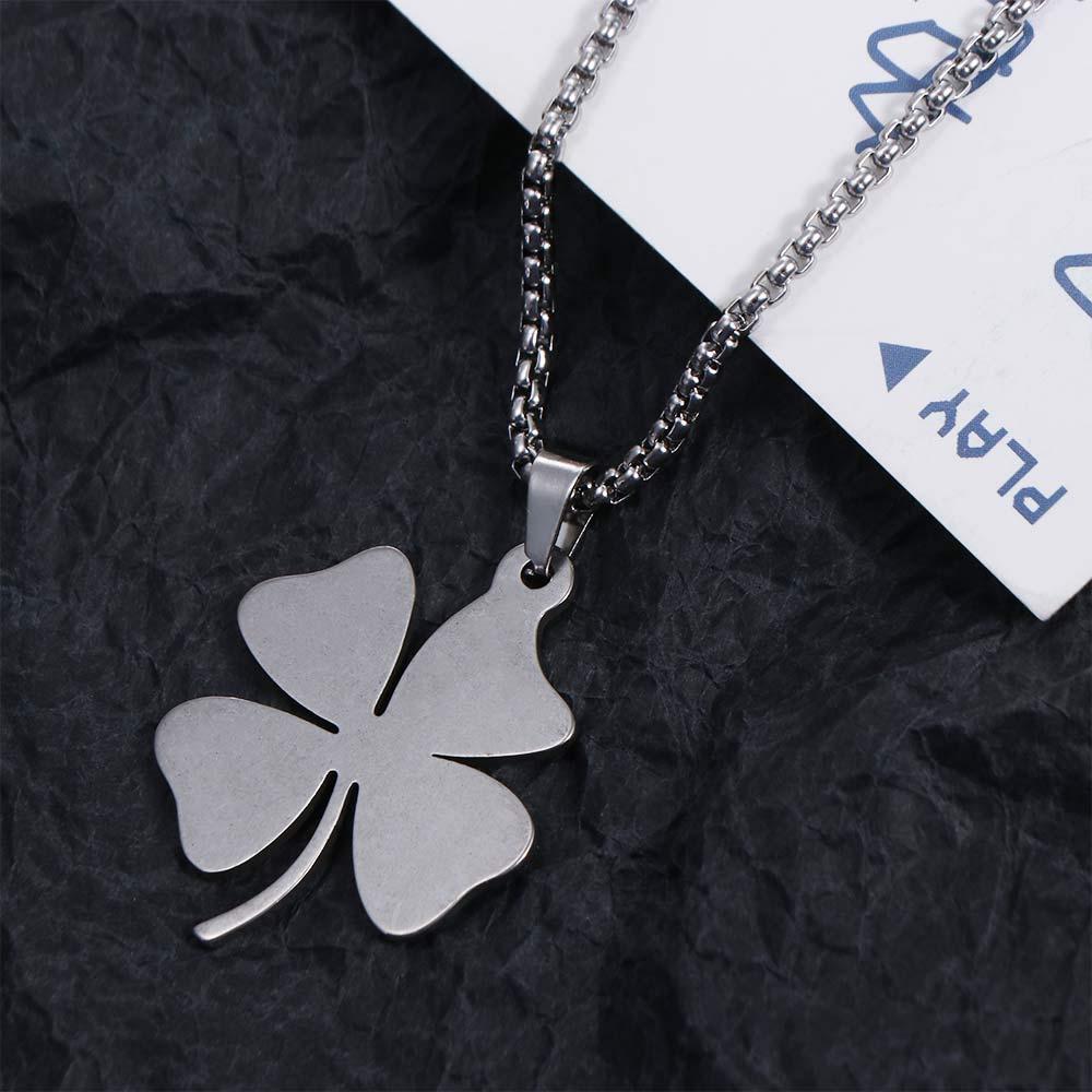 Luxuriöse Halskette mit Anhänger in Form eines vierblättrigen Kleeblatts, floraler Schmuck, silberne Schlüsselbeinkette, Geschenk