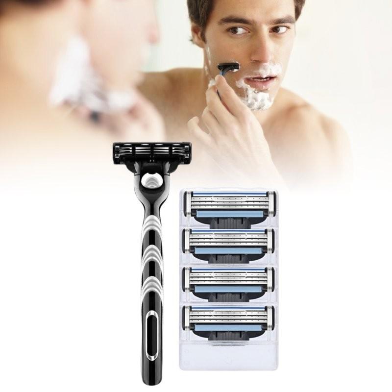 Manual Gillette Men Three Layers Stainless Steel Razor Holder Shave Quick