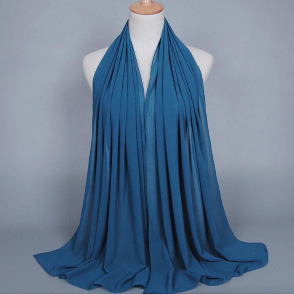 Pure Color 180*75cm Women Plain Bubble Chiffon Scarf Hijab Wrap Printe