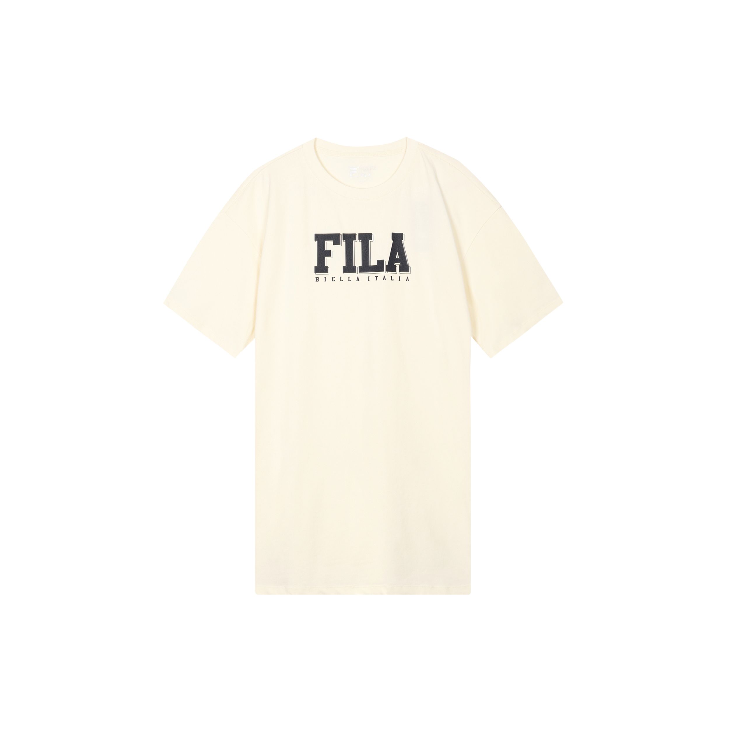 

FILA Logo Print Loose Casual Fashion Vintage College Style Short Sleeve Dress Women Dresses Milk-Salt-White F11W329315FIV L