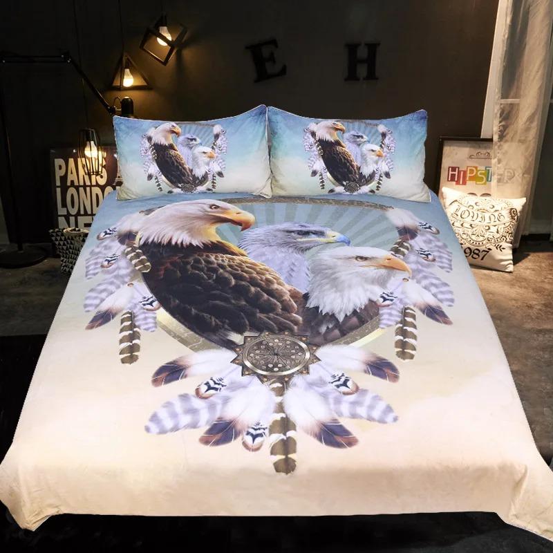 Super King Size Duvet Cover Set Bed Linens Reactive Printing 3d Eagle Boho Luxury Bedding Sets Dekbedovertrek 2 Persoons 200x200