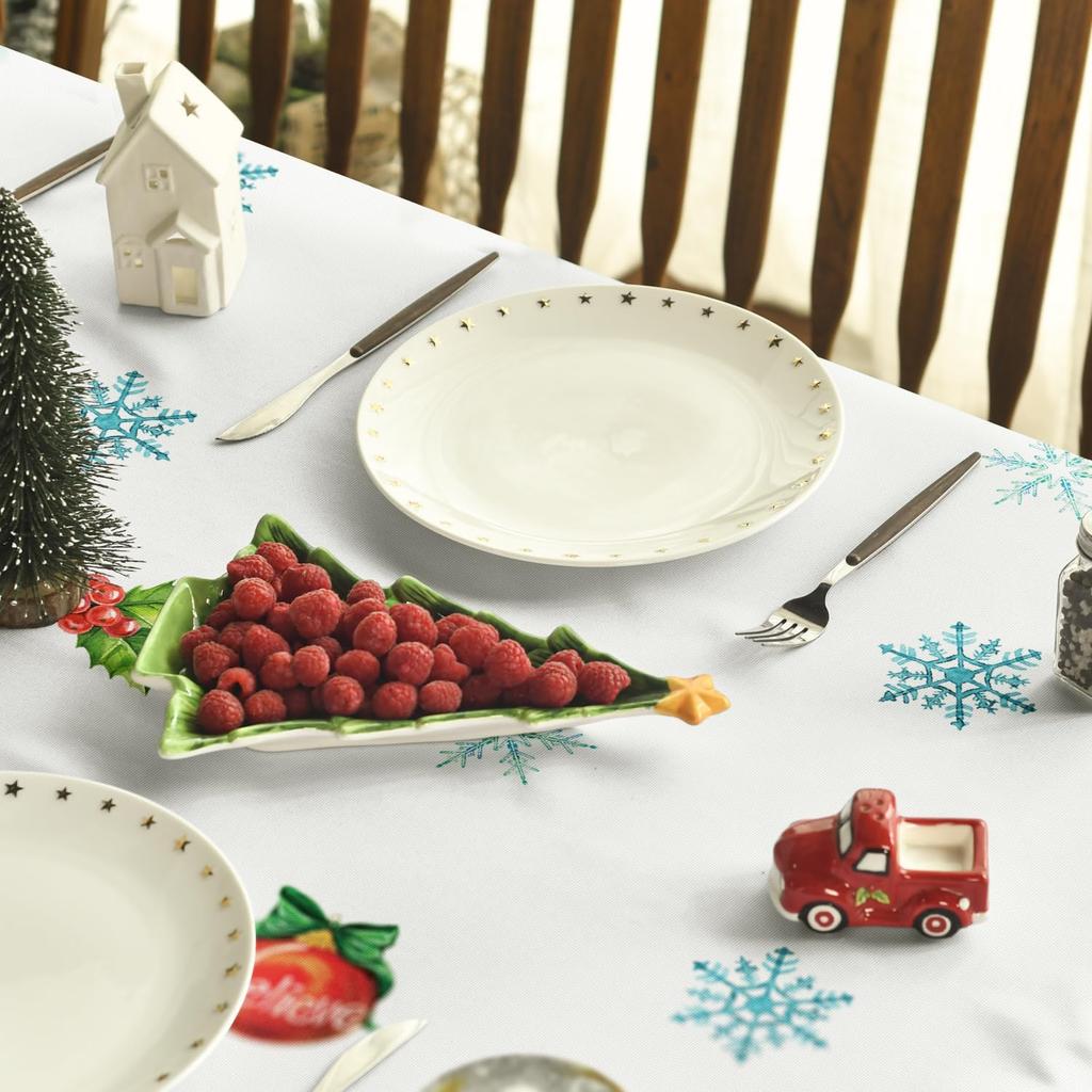 Christmas Gnome Truck Buffalo Plaid Tablecloth Party Decor Washable Xmas Snowflake Waterproof Tablecloth Christmas Decorations