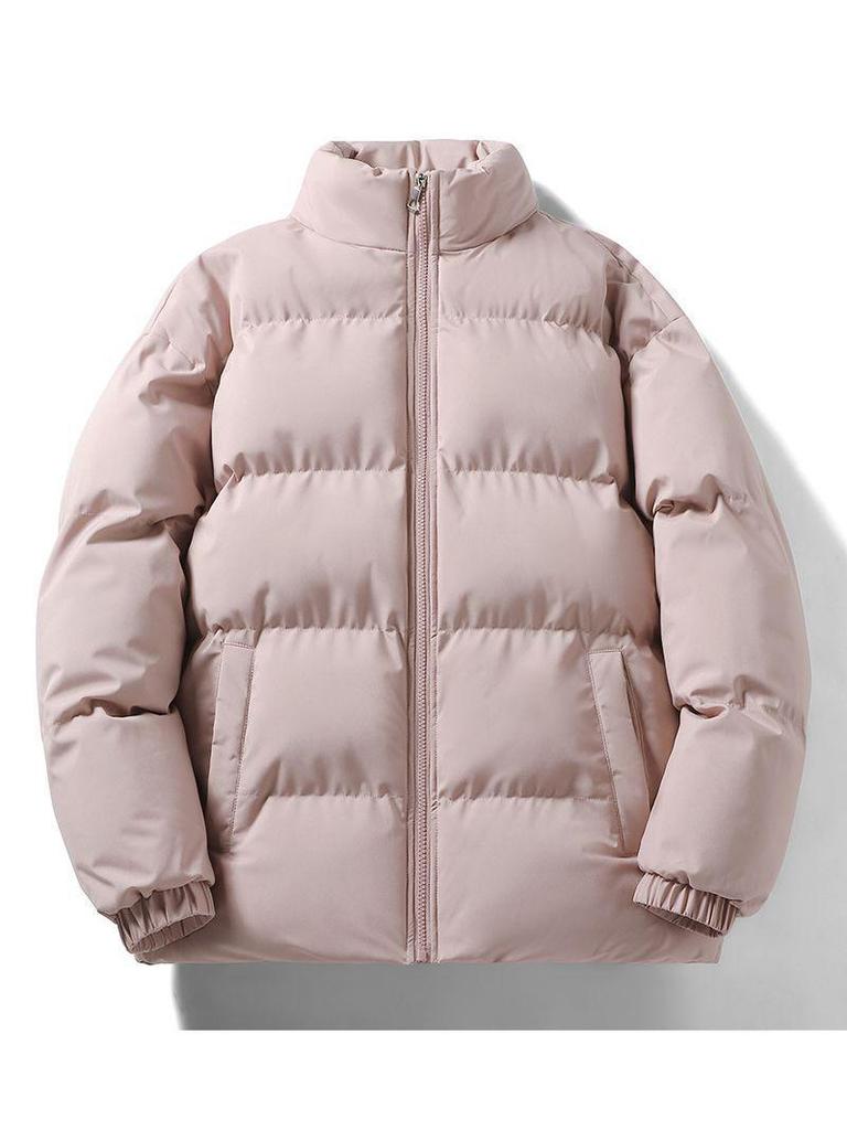 Men's and Women's Winter Casual Stand Collar Cotton Jacket - Thick, Loose Fit for Couples or Students