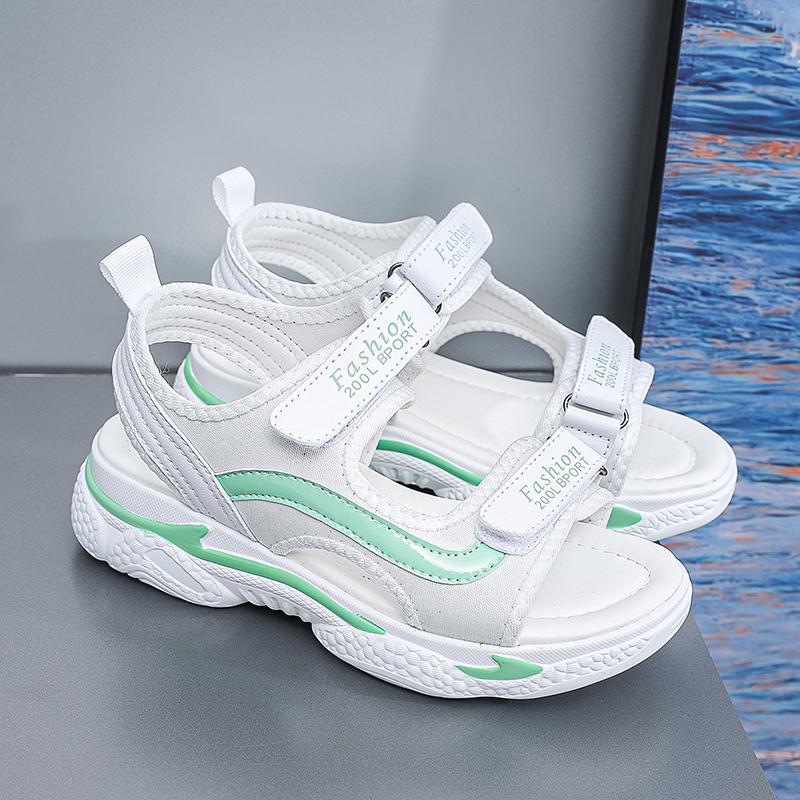 

Летние легкие повседневные сандалии для девочек, женская пляжная обувь, тапочки для девочек 40 зелёный/белый