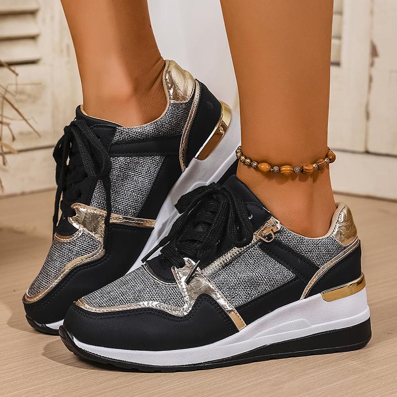 Fashion Fashion White Wedge Heel Sneakers Women Lace Up Lightweight Running Shoes Woman Comfort Low Top Casual Sports Shoes Plus Size 44
