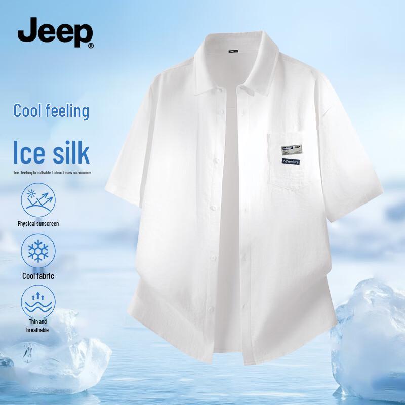 

JEEP Men s Ice Silk Breathable Short Sleeve Casual Shirt M