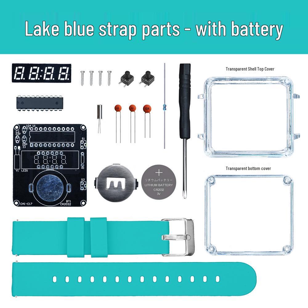 DIY LED Watch Kit: Electronic Assembly with Transparent Microcomputer Digital Display