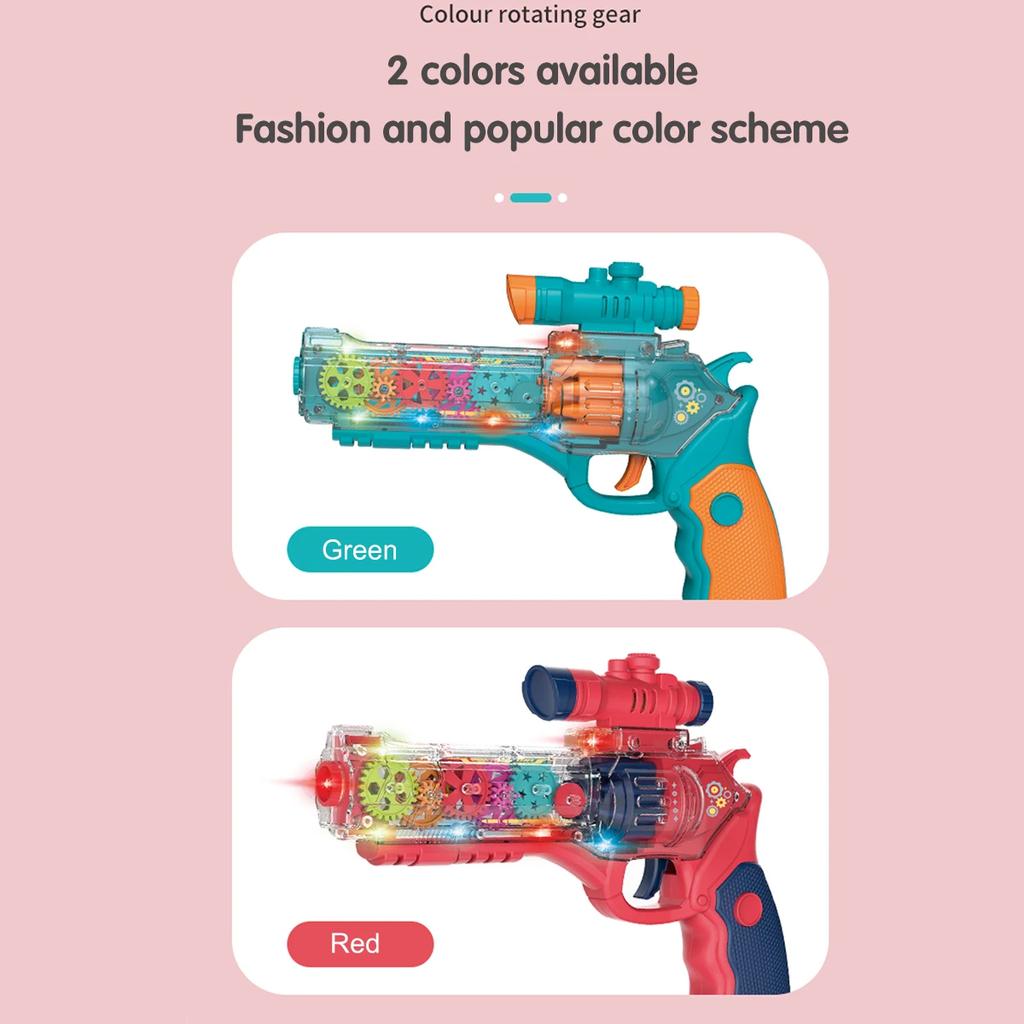 Electric Sound and Light Transparent Gear Gun Boys and Girls Light Music Octave Gun Children's Transparent Toy Gun For Kids Gift