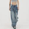 Design Sense Retro Wide Leg Jeans for Women's New High Waisted Slimming Narrow Straight Leg Floor Mop Pants