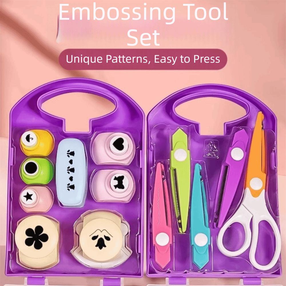 Punching Tool Hole Punch Set Flower Embossing Art Projects Embossing Machine Set Manual Educational Star Puncher Birthday Cards