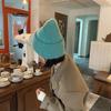 Internet celebrity Angola rabbit hair solid color light board autumn and winter versatile candy color vertical stripe outdoor warm knitted hat women