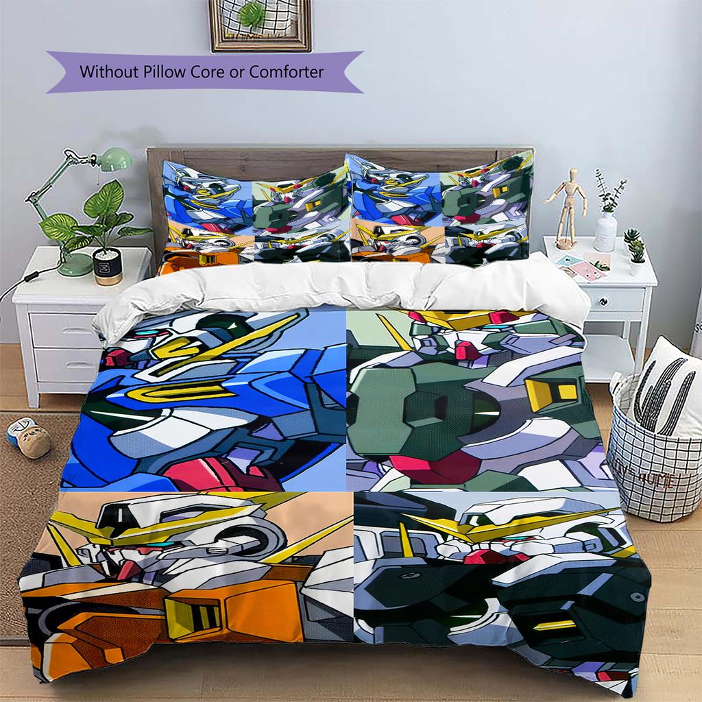 Mobile Suit Gundam Mecha Close up Bedding Set Duvet Cover Pillowcase No Filler, Home Bedroom Decor, Perfect Gift for Fans.chl