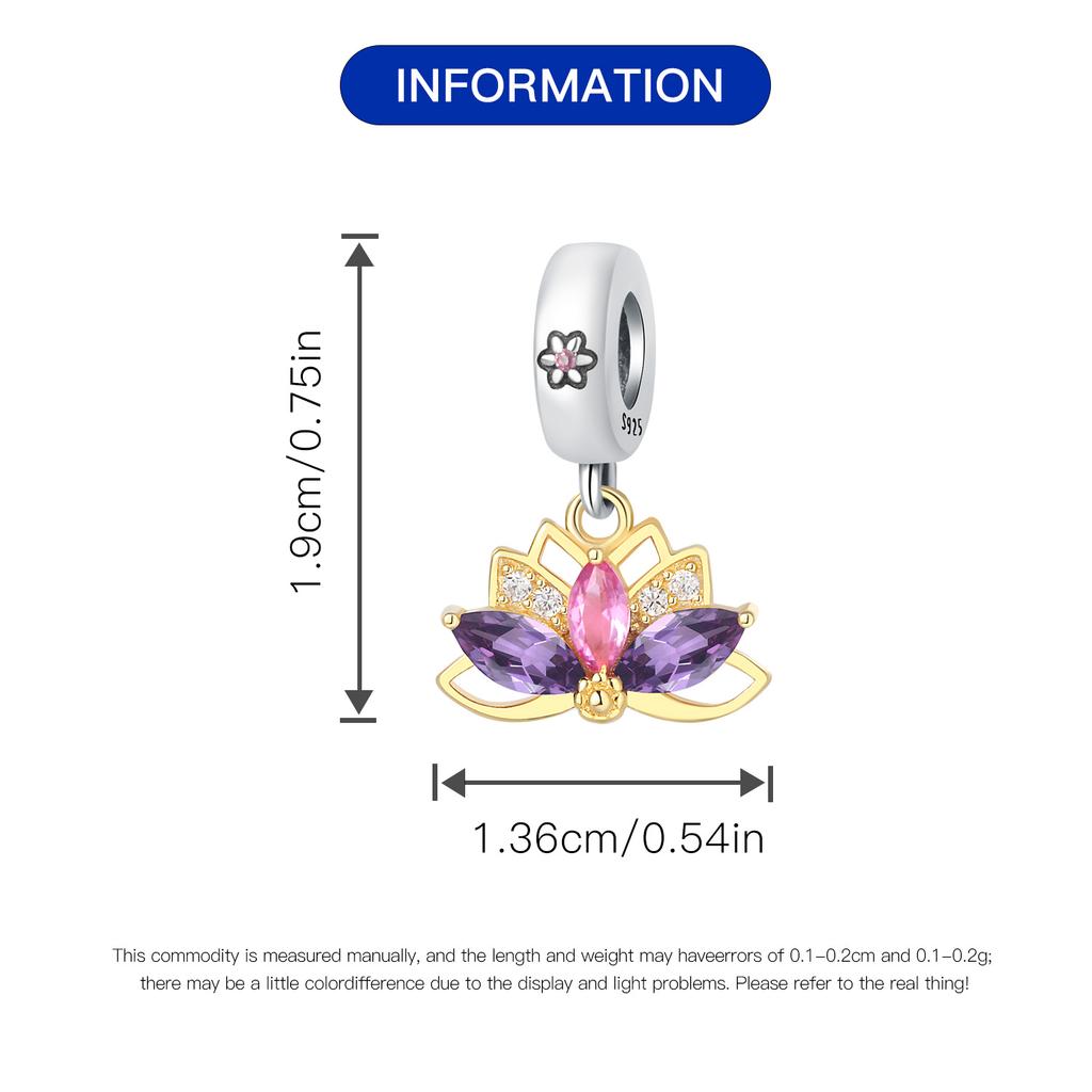 Beads Copper Charms Original Lotus Plant Pendant Beads Fit Bracelet Jewelry Diy Women Fine Gift Accessory