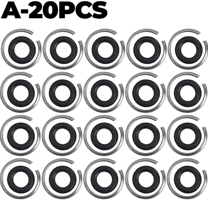5/50Pcs O Ring Rubber Sealing Washer Black Gasket Oil Resistant High Temperature Ring with Spring Clip Wrench Component Tools