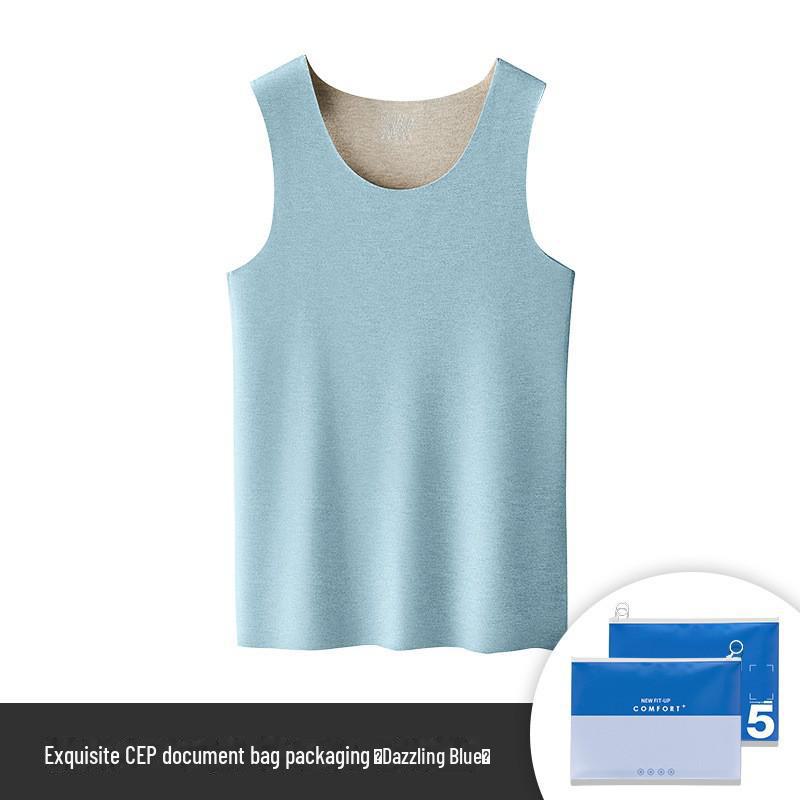 Men's Silk Wool Seamless Thermal Vest - Thickened Velvet, Sleeveless, Autumn/Winter Wear