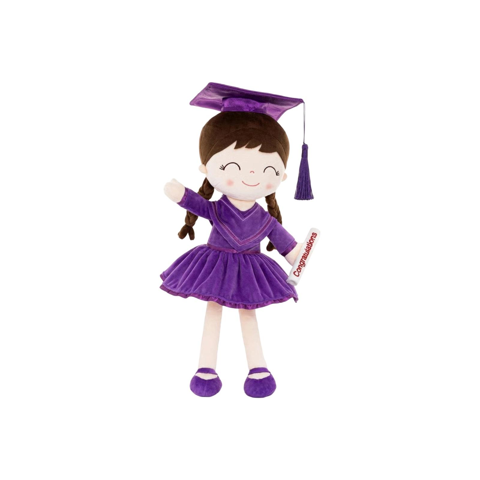 

Graduation Plush Doll for Girls Milestone Keepsake Soft Stuffed Toy with Cap and Gown for Graduation Season Personalized Gift One Size фиолетовый