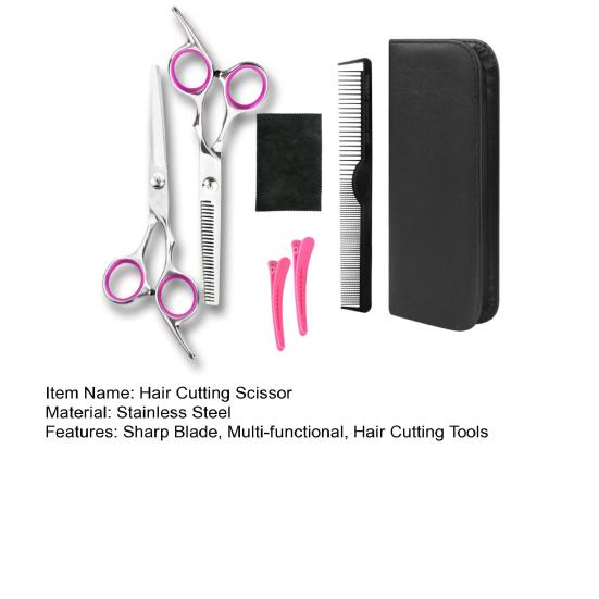 1 Set Hair Cutting Scissor Kit with Case Professional Salon Barber Stainless Steel Hairdressing Thinning Shears Comb Hair Clips Cleaning Cloth Set
