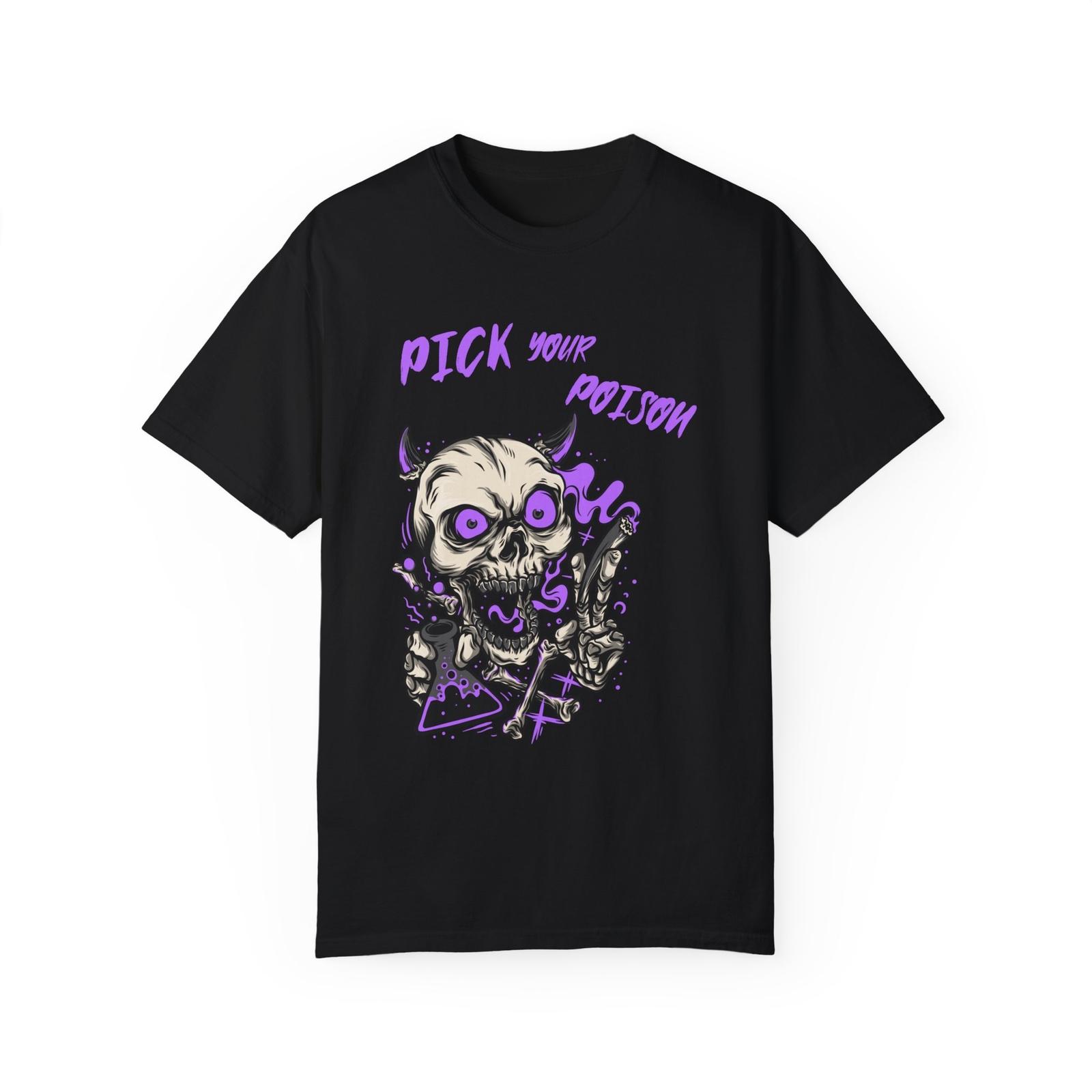 Skull Pick Your Poison Unisex Tee Shirt Graphic T-shirt Vintage purple S разноцветный