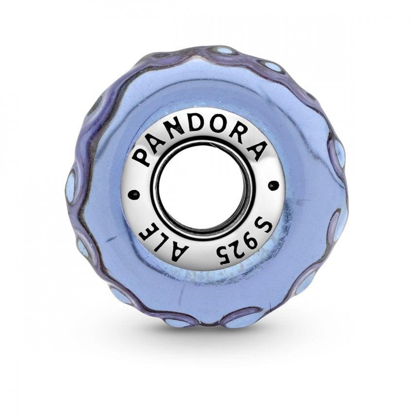 Pandora Breloque en verre de Murano ondulé lavande