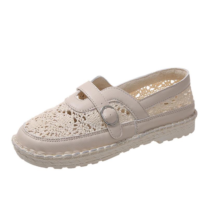 Fashion Hot Selling Women's Loafers Lace Hollow-out Elegant Women Flat Shoes Fashion Non-slip Versatile Ladies Shoes Solid Color Causal