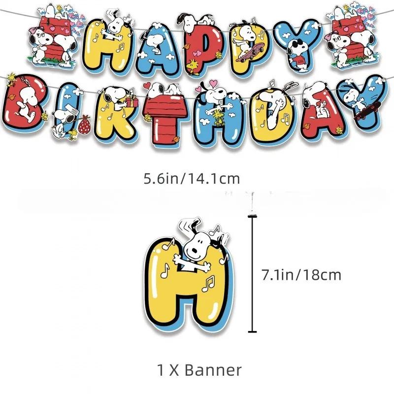 Snoopys Happy Birthday Party Decorations Dog Banner Flag Latex Balloons Animty Supplies Cute Toy Gifts