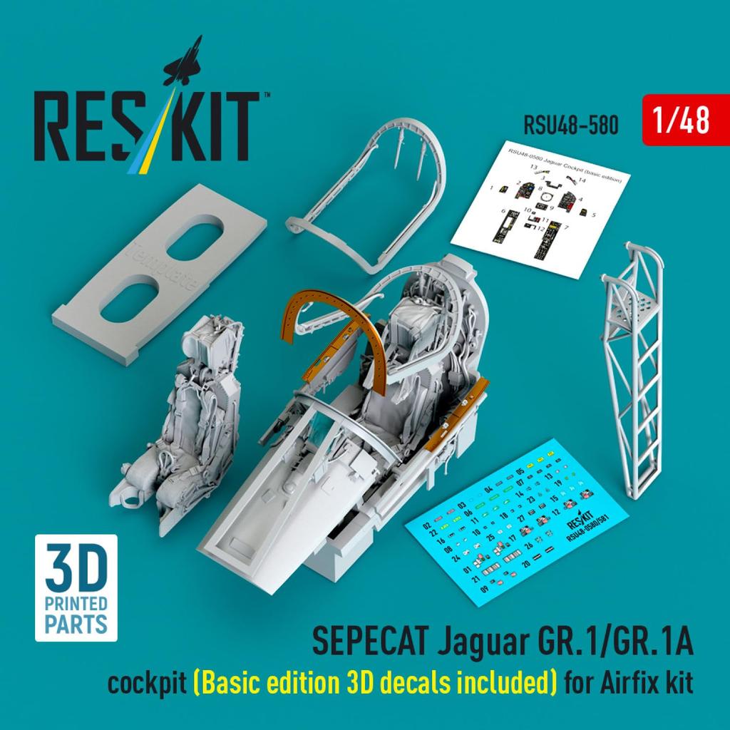 Reskit Jaguar Cockpit Basic Version Plastic Model Parts 1/48 GR.1/1A (for Airfix) RSKU48-0580