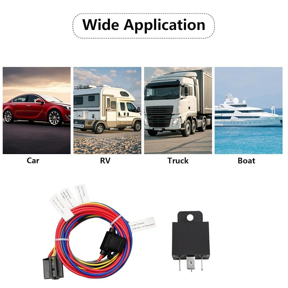 Doppel-Elektrolüfter-Relais-Kit Elektrisches Kühlerlüfter-Kit Temperatursensor-Schalter 185 Ein 175 Aus