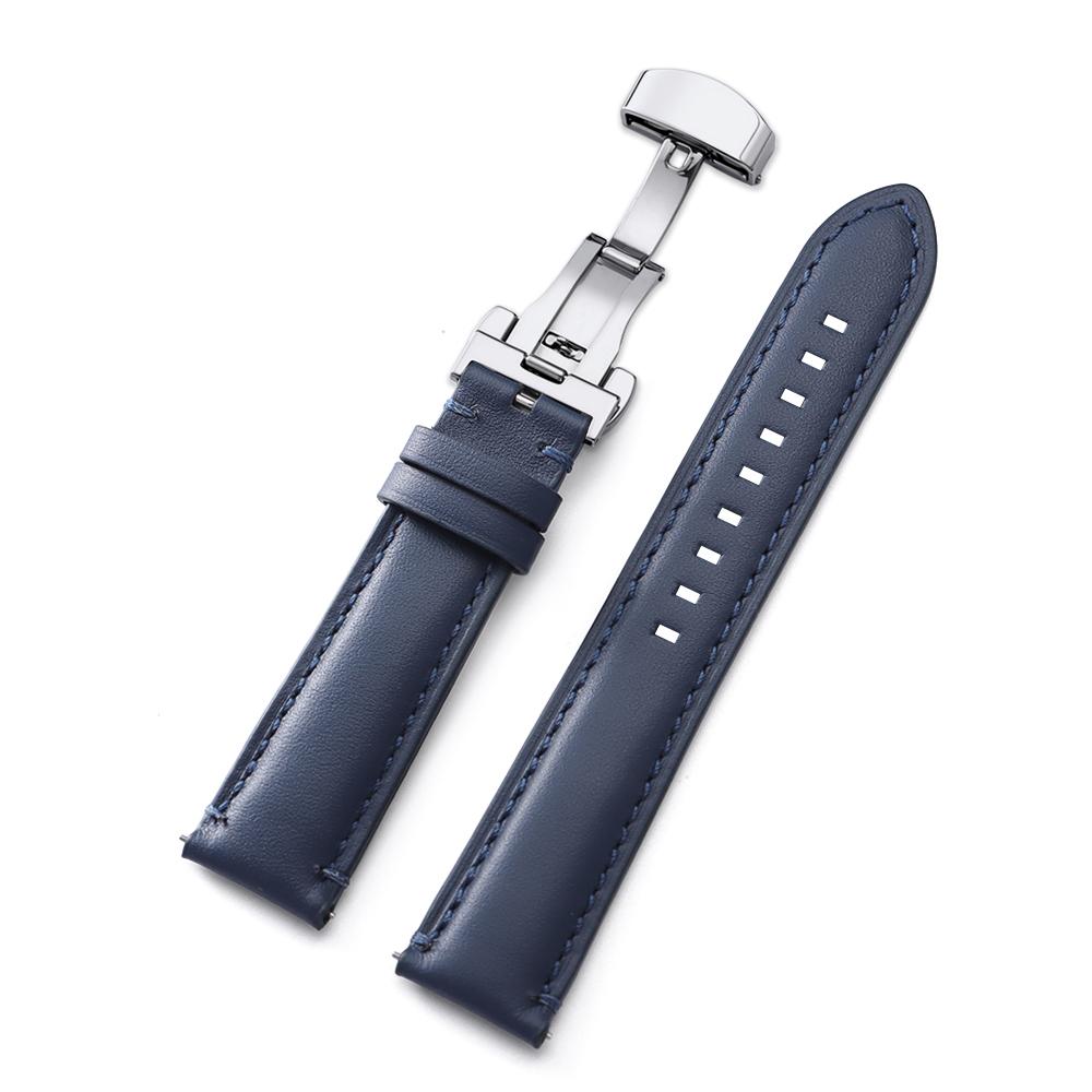 Genuine Cowhide Watch Band Butterfly Buckle Vintage Straps 20mm 22mm 24mm Men Women Soft Leather Wrist Bracelet Belt Accessory