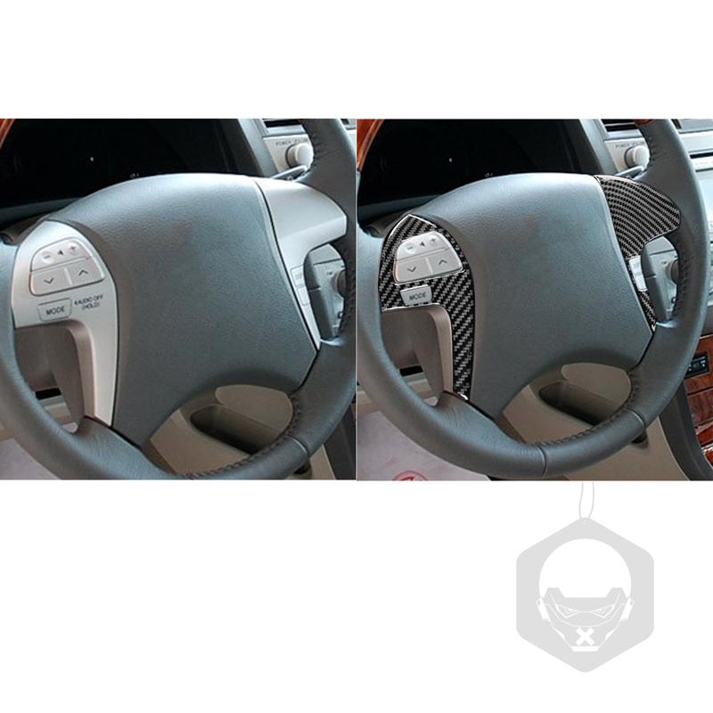 Real Carbon Fiber Car Accessories Steering Wheel Cover Soft Sticker For Toyota Camry 6th Gen XV40 06 2007 2008 2009 2010 2011