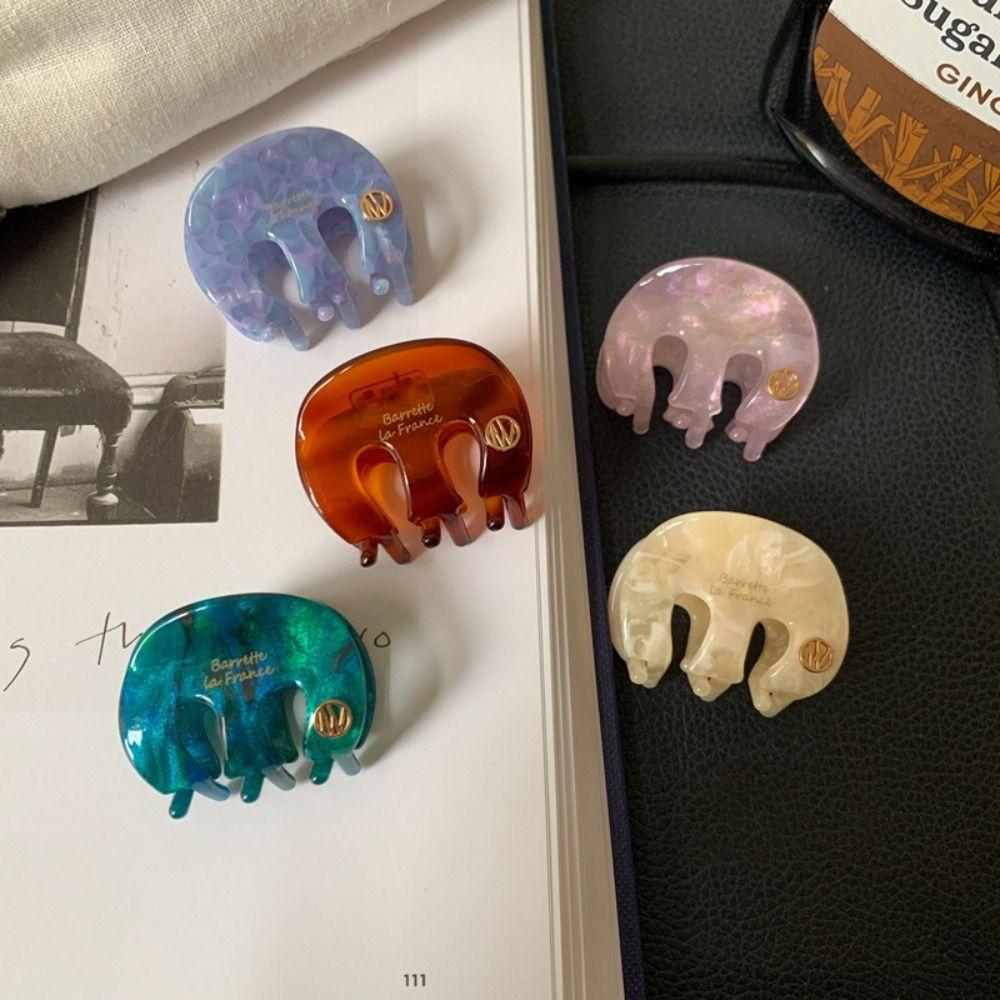 Candy Color Acetate Hair Claw Grab Clip Cute Hairpin Personalized Letter Hair Clip Female