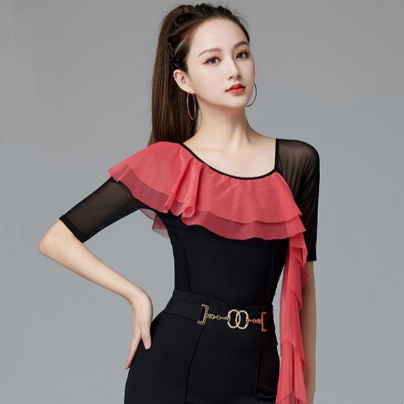 Women's Modern Latin Dance Practice Top - Elegant Style for Europe, America, and Southeast Asia