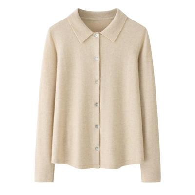 Ordos Cashmere Polo Collar Knit Cardigan Sweater
