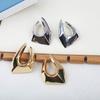 Exaggerated irregular shape geometric metal line earrings triangular rhombus high sense unique retro stud earrings