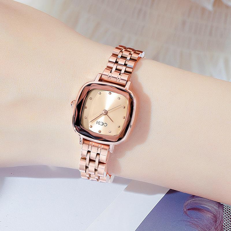 Steel Belt Watch Women'S Fashion Square Watch Casual Waterproof Quartz Watch