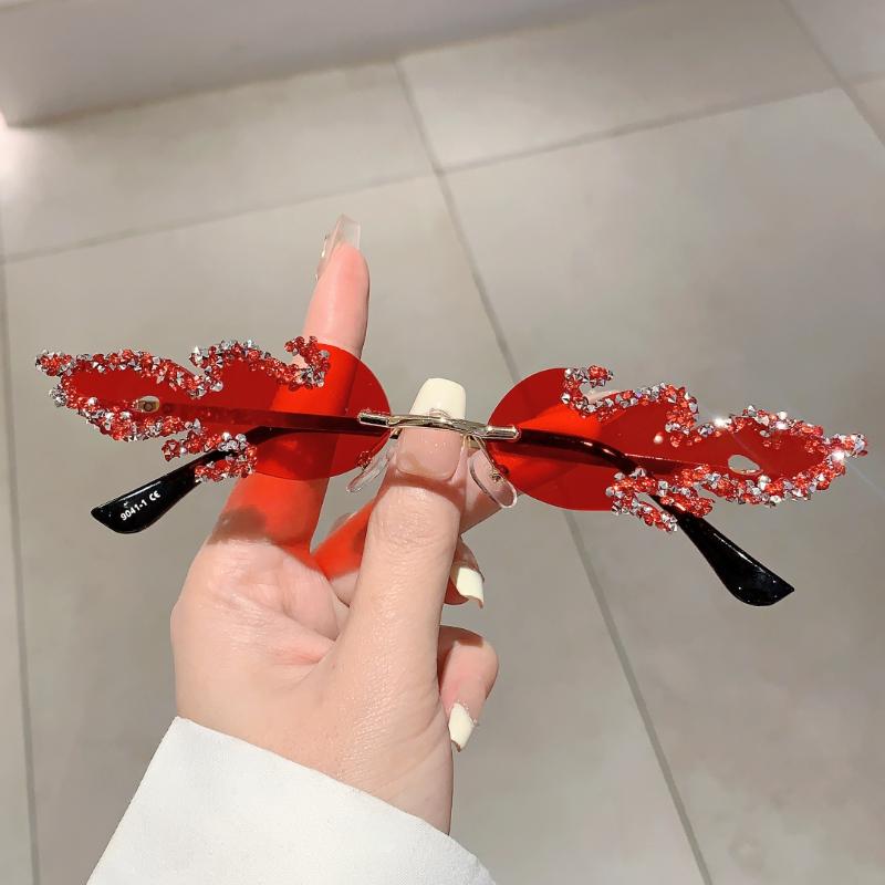 Bai Fen Bai Electronic 3C Women's Kammpt New Stylish Fire Shaped Sunglasses For Rhinestones Fashion Vintage Shades Retro Outdoor Men Brand Design Eyewear Cm