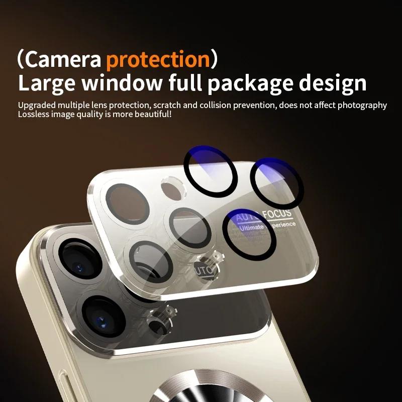 New Titanium Metallic Matte Case For iPhone 17 Air 16 15 14 Plus 13 12 11 17 Pro Max For Magsafe Glass Lens Camera Protect Cover
