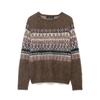 European Autumn/Winter Women's Casual Color-Washed Jacquard Knit Pullover Sweater