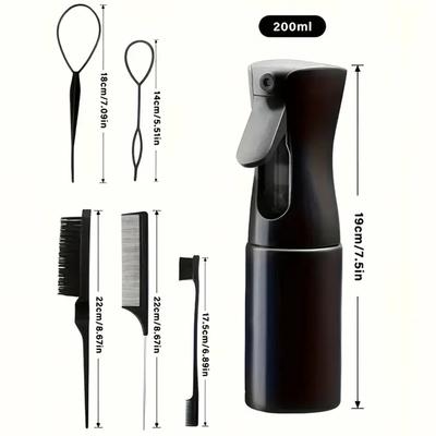 8pcs Hair Braiders Set with 200ml Water Spray Bottle Rat Tail Edge Comb Teasing Brush Hair Beauty Styling Accessories Kit
