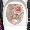 Rose Pattern Toilet Seat Decal Waterproof Self-Adhesive No Trace Creative Sticker for Bathroom Aesthetic Decor