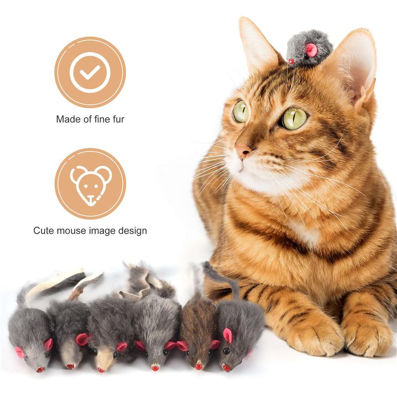 Tendenza 2025 Topi in Vera Pelliccia Gatto Animale Domestico Bambini Confezione da 12