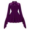 Women's Clothing, Heavy Embroidery, Lace Patchwork, Bow, Bat-sleeve Dress, Performance Costume